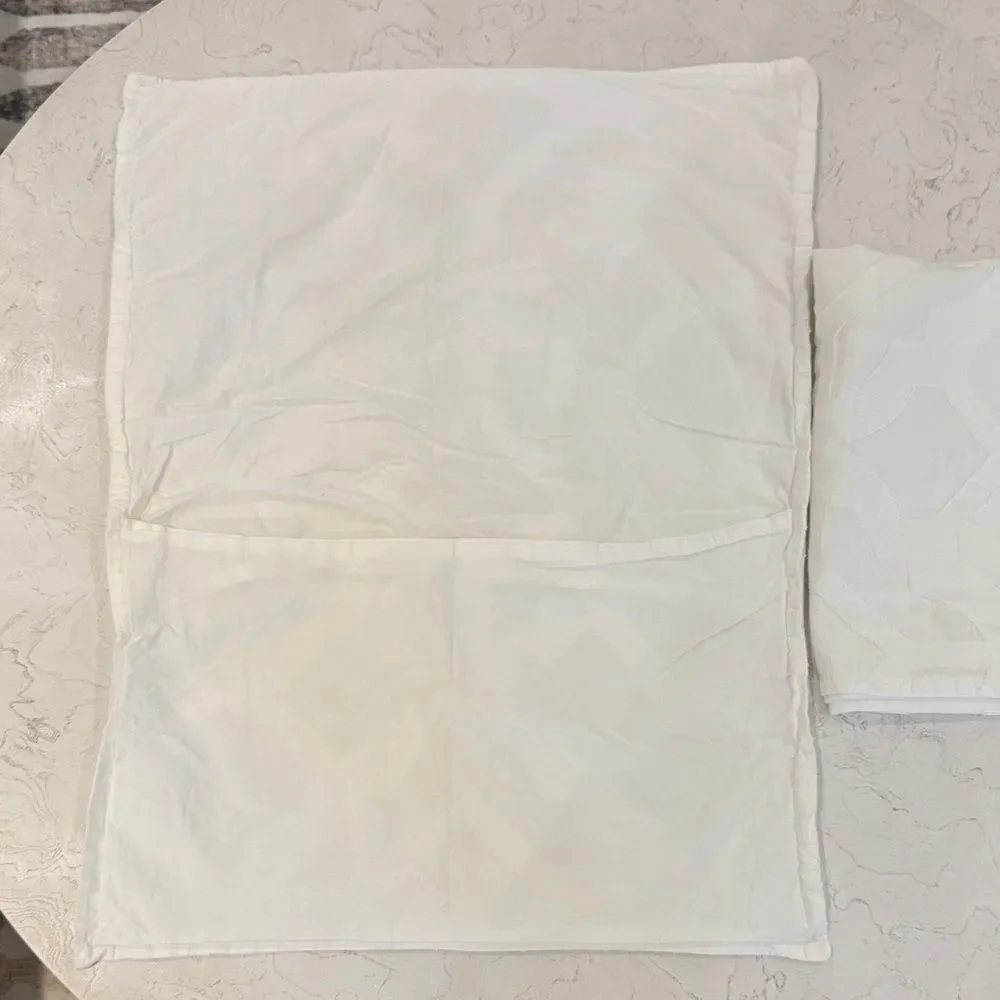 Z Gallerie Set of White Textured Standard Sham Pillow Covers